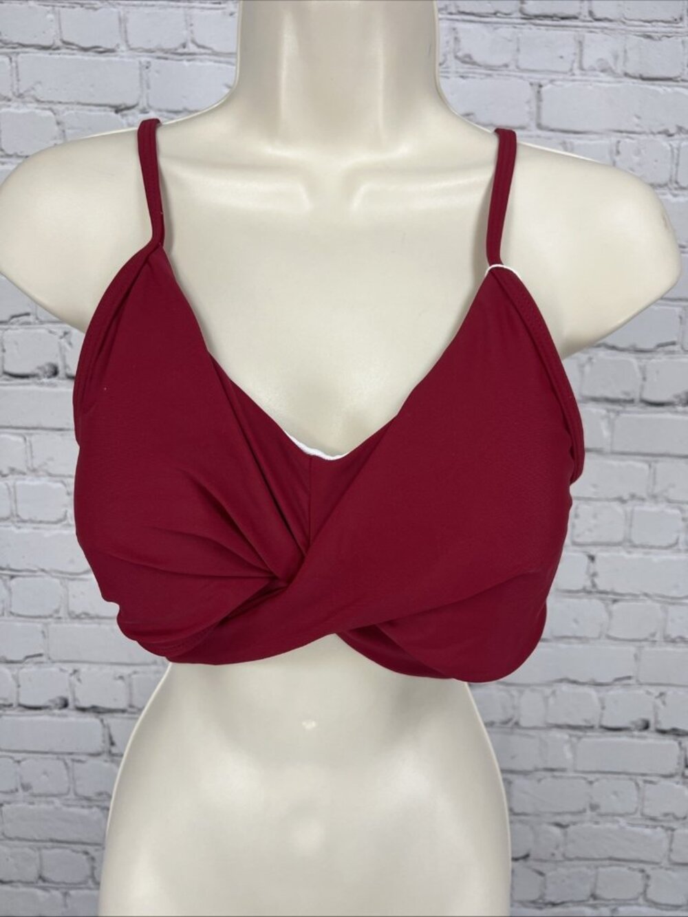 NWT Summer Mae Red Wrap Tie Bralette Bikini Tankini Padded Swimsuit Top Large L